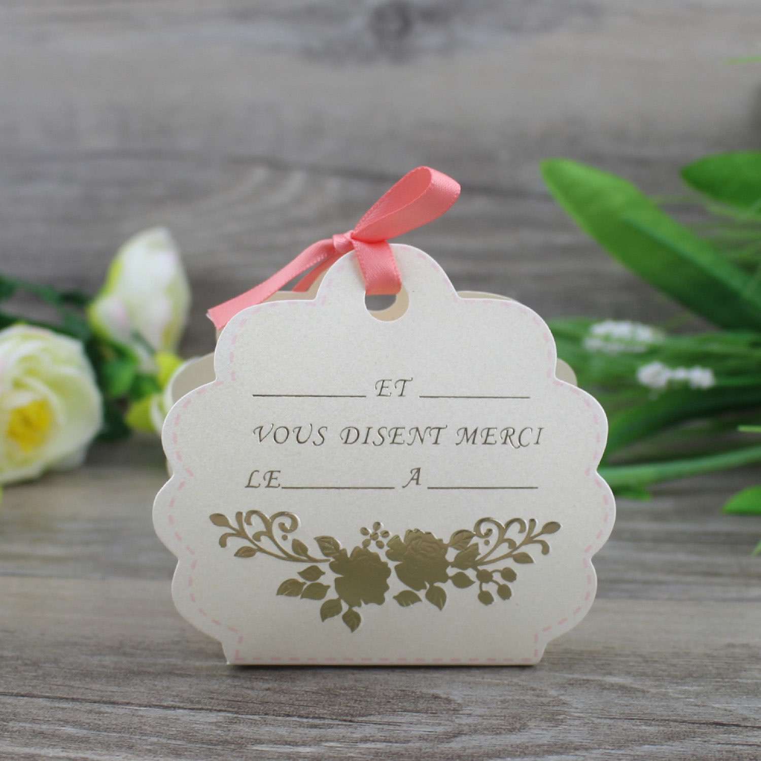 Wedding Candy Box with Ribbon Foil Printing Personalized Custom